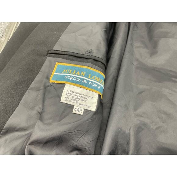 Julian Loren Men’s 44R Double Breasted Black Suit Jacket Blazer Classic Formal - Picture 11 of 14